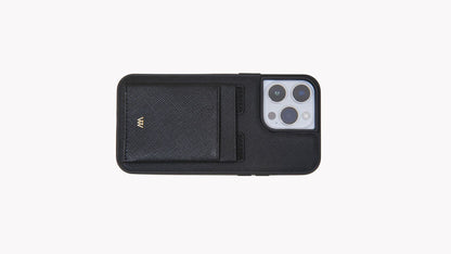 Black Saffiano Leather Open Wallet Case
