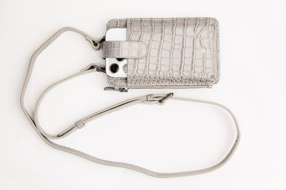 Grey Croc Crossbody Bag