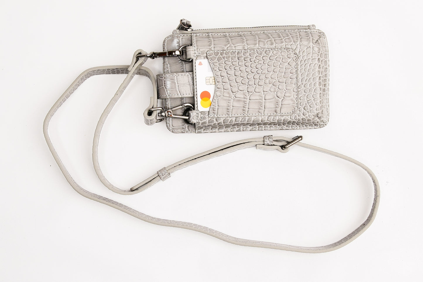 Grey Croc Crossbody Bag