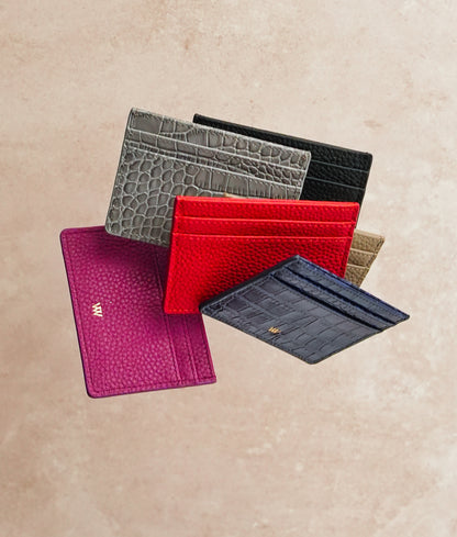 Dark Pink Leather Card Holder