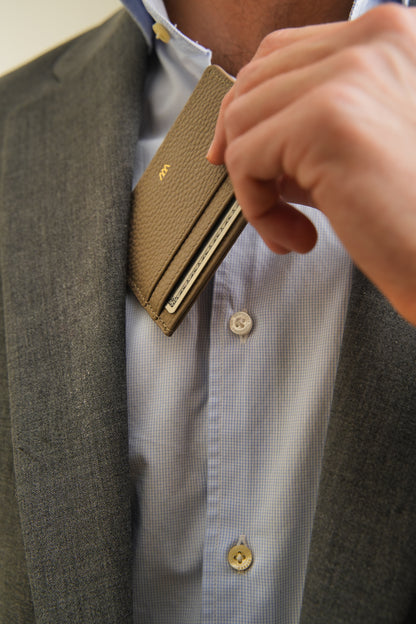 Taupe Leather Card Holder